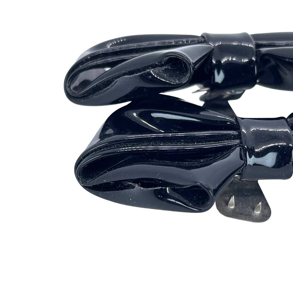 Shoe Clips 2 Black Patent Leather Bow Charm MCM Vintage Classic Design Accessory - Picture 8 of 11